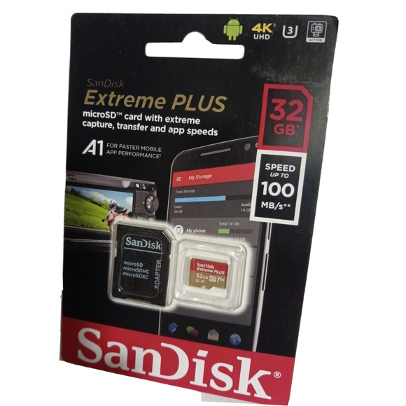 SanDisk 32GB microSD Extreme Capture 100MB/s A1 4K U3 memory card w Adapter - Picture 2 of 10